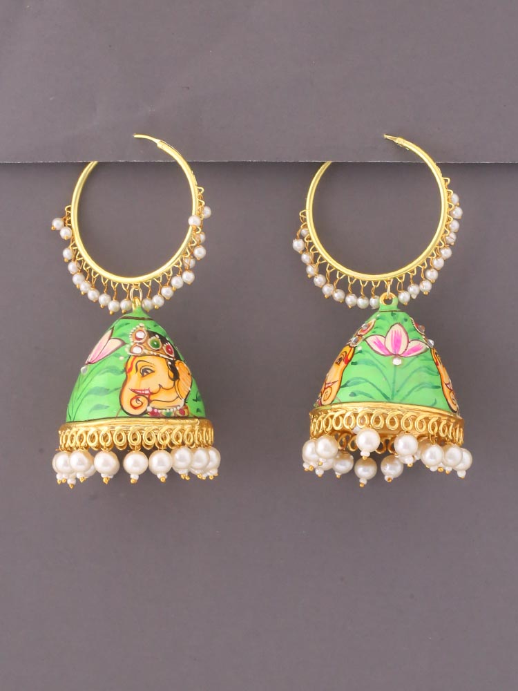 Mint Ganeshi Jhumkis