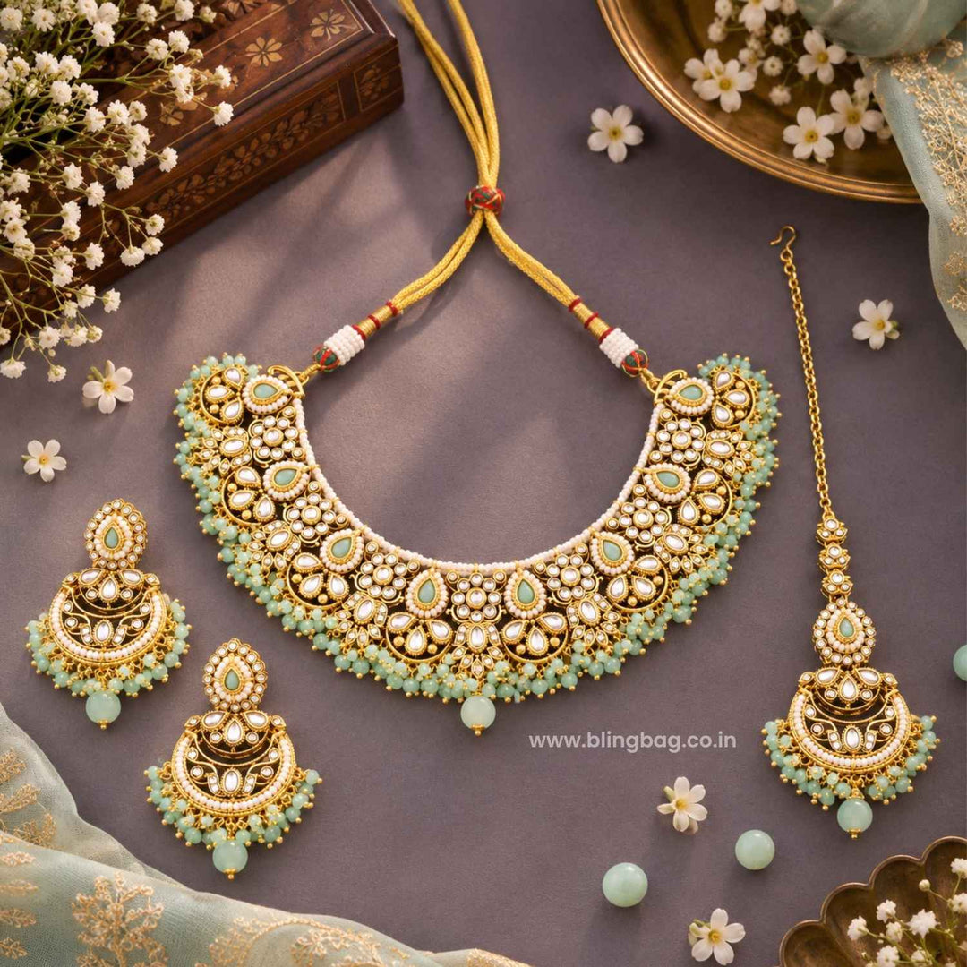 Mint Ruvika Kundan Jewellery Set - New Arrival