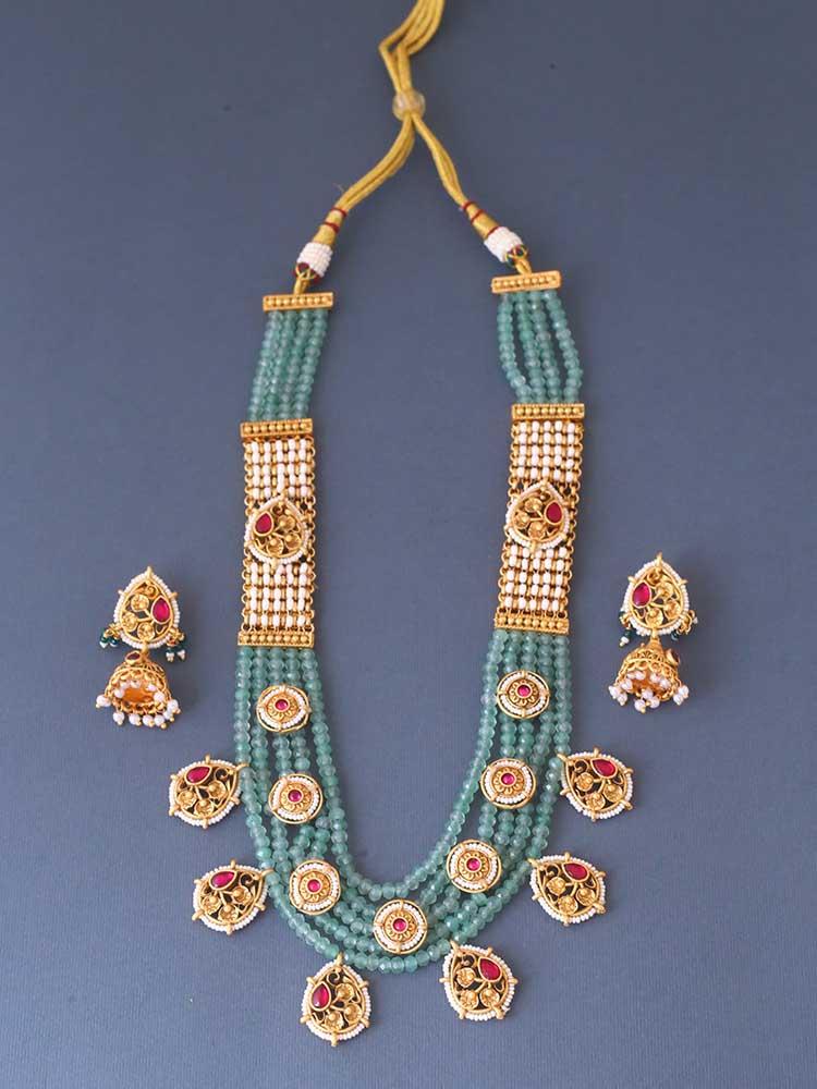 Mint Samyukta Rajwadi Jewellery Set