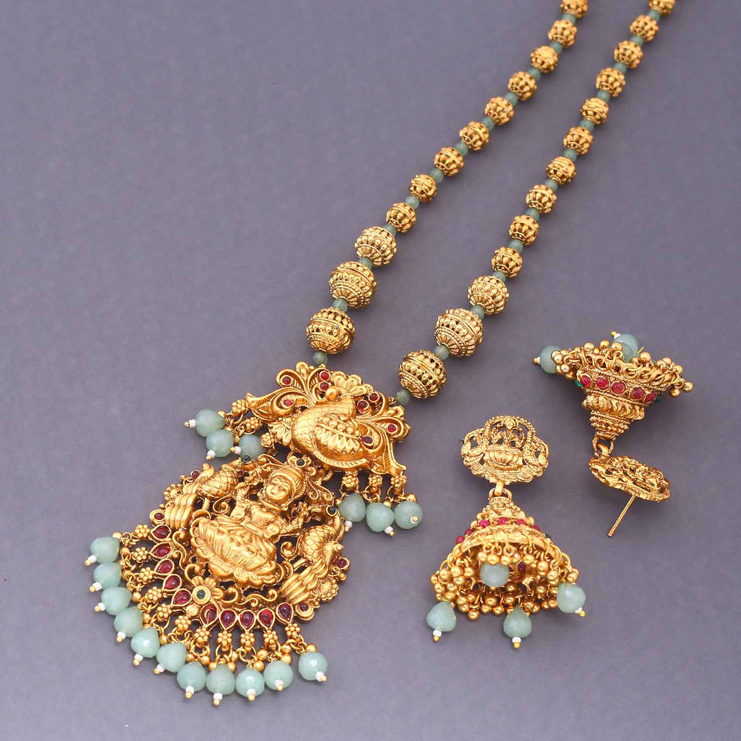 Mint Sharvani Temple Jewellery Set - New Arrival