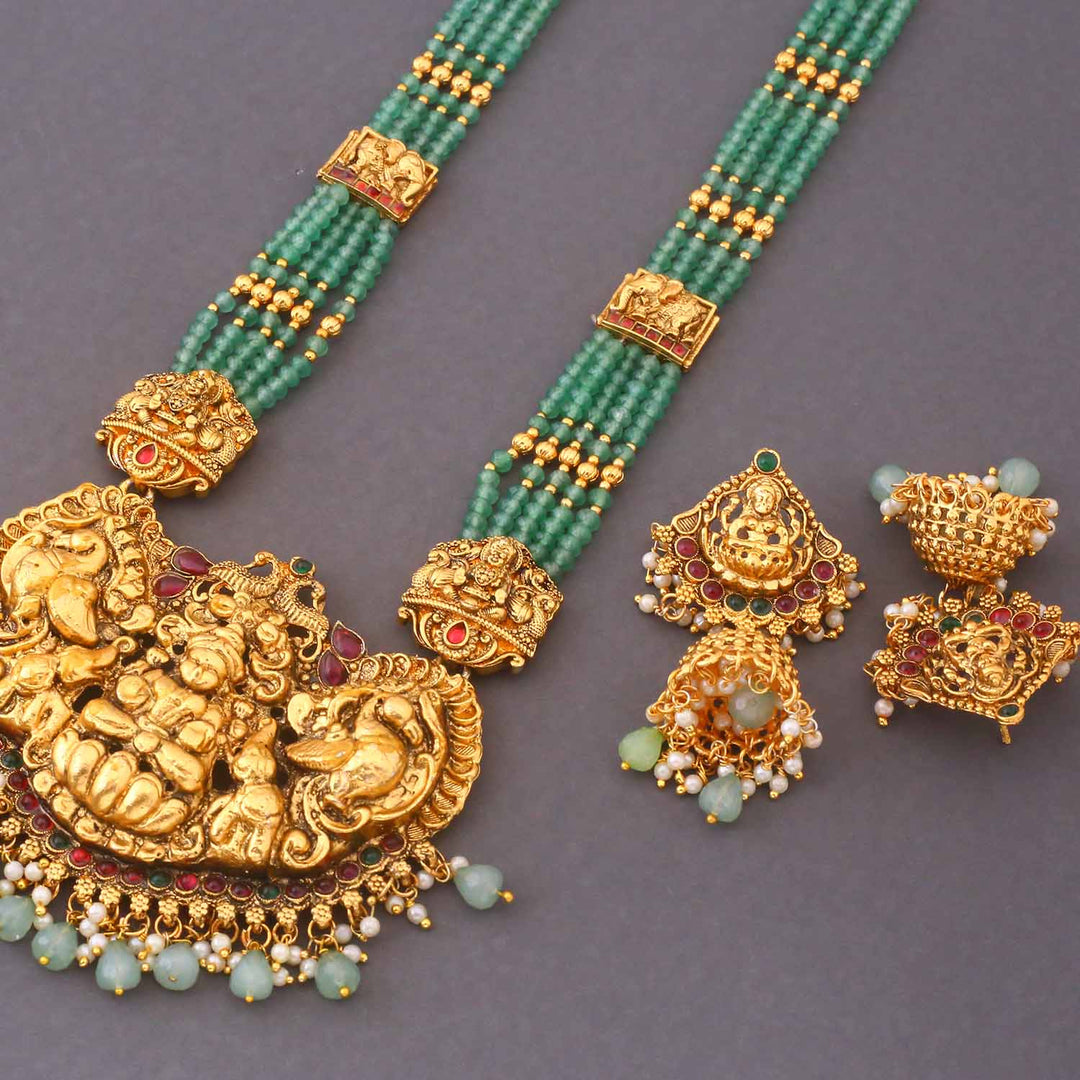 Mint Shumbhanashini Temple Jewellery Set - New Arrival