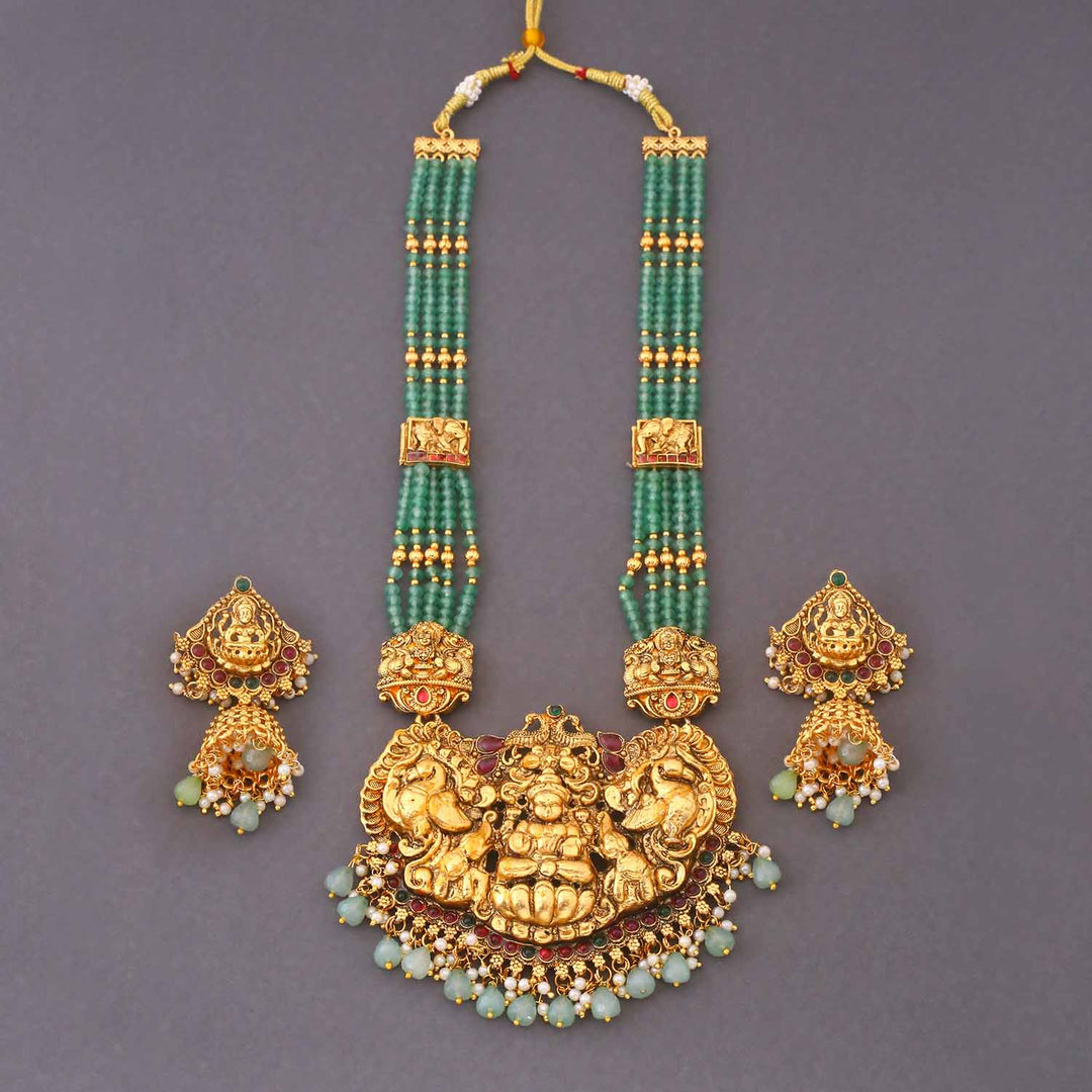 Mint Shumbhanashini Temple Jewellery Set - New Arrival