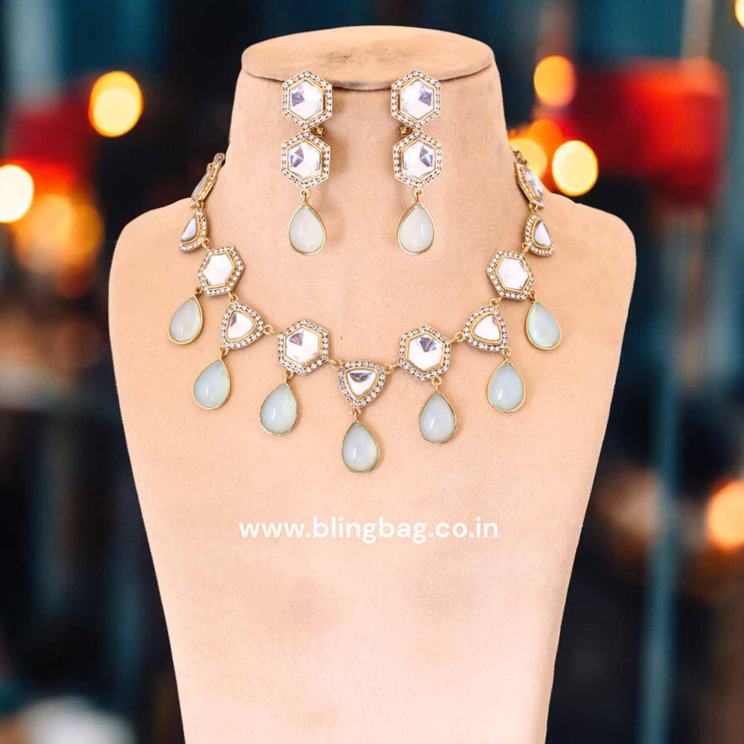 Mint Siyana Kundan Jewellery Set