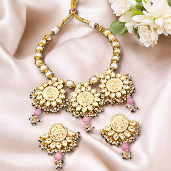 Golden Trishika Kundan Jewellery Set