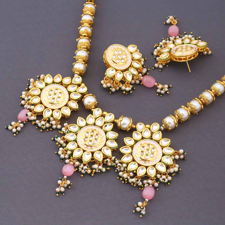 Golden Trishika Kundan Jewellery Set
