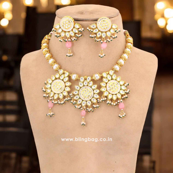 Golden Trishika Kundan Jewellery Set