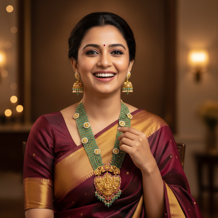 Mint Umaa Temple Jewellery Set - New Arrival