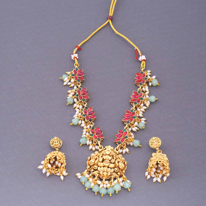 Mint Vedaanta Temple Jewellery Set - New Arrival