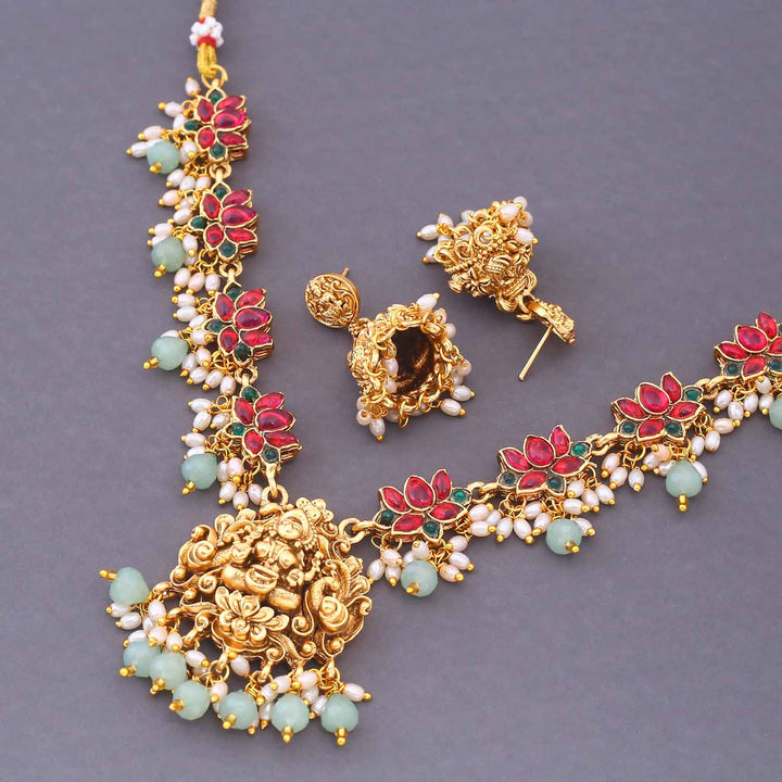 Mint Vedaanta Temple Jewellery Set - New Arrival