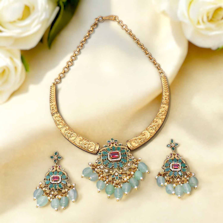 Mint Vedhika Hasli Antique Jewellery Set - New Arrival