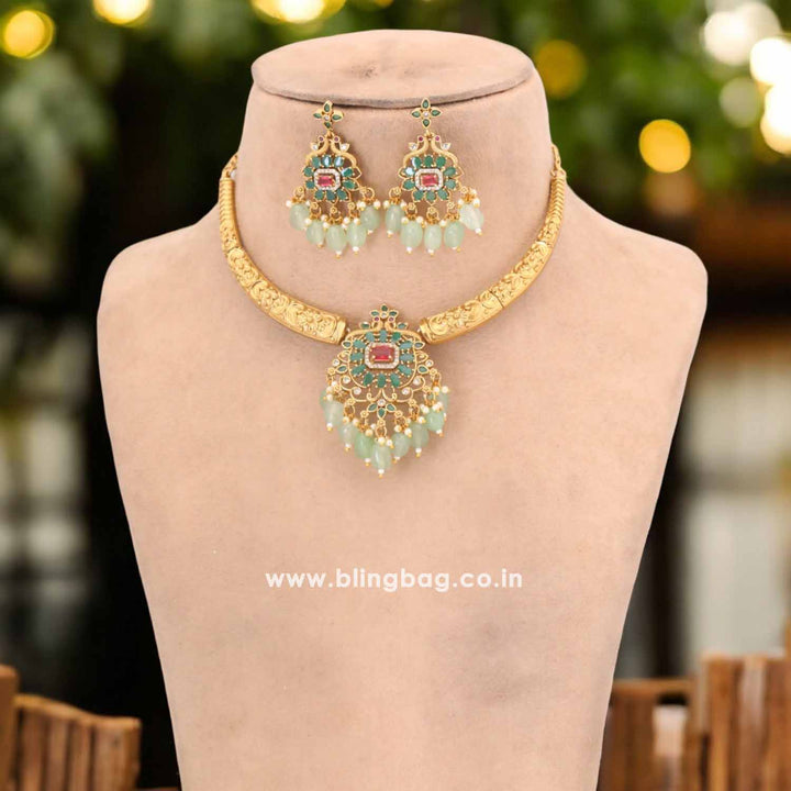 Mint Vedhika Hasli Antique Jewellery Set - New Arrival