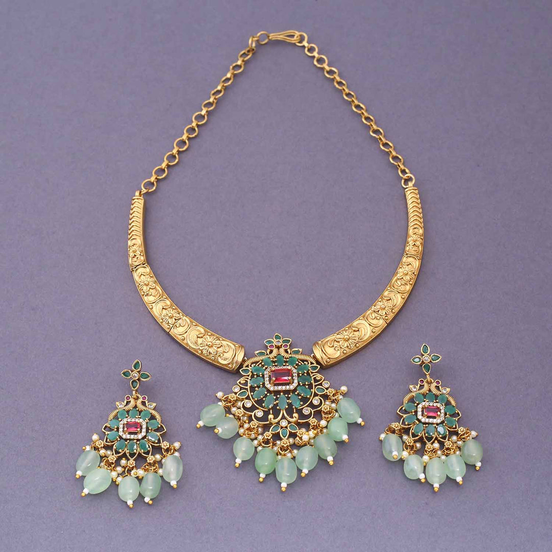 Mint Vedhika Hasli Antique Jewellery Set - New Arrival