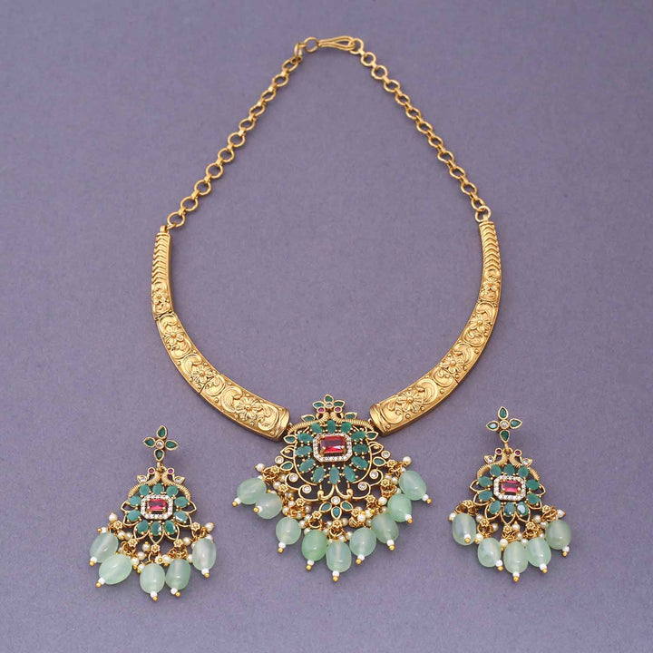 Mint Vedhika Hasli Antique Jewellery Set - New Arrival
