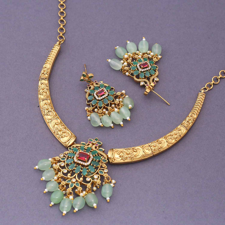 Mint Vedhika Hasli Antique Jewellery Set - New Arrival