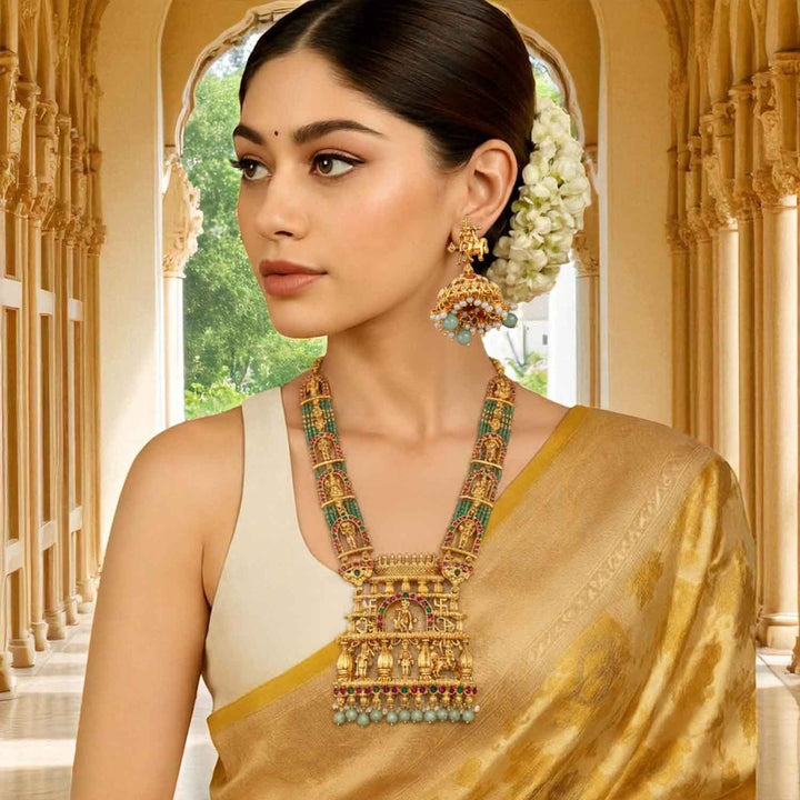 Mint Vindhyavasini Temple Jewellery Set - New Arrival