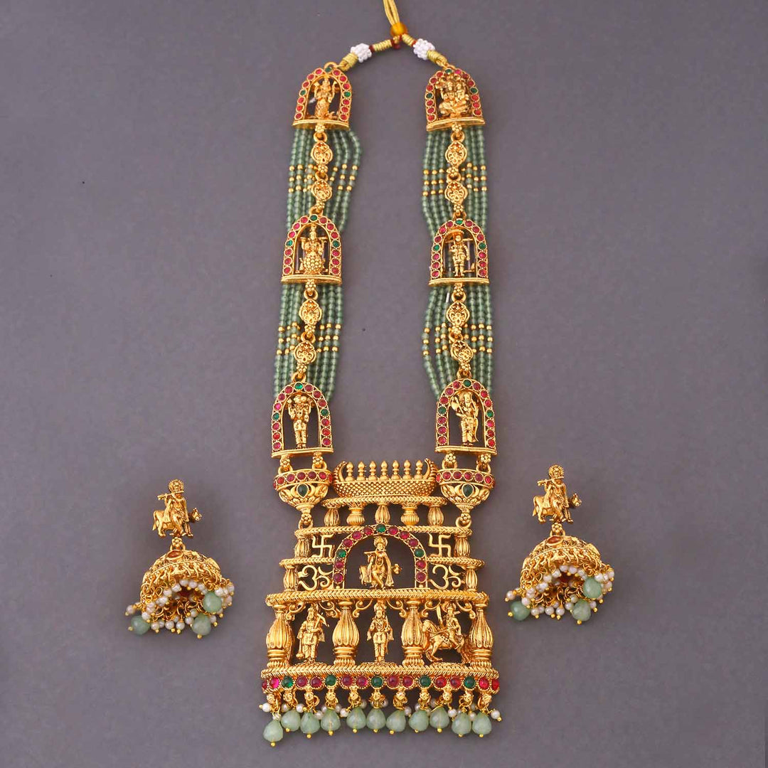 Mint Vindhyavasini Temple Jewellery Set - New Arrival