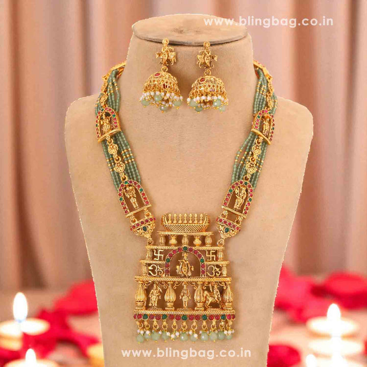 Mint Vindhyavasini Temple Jewellery Set - New Arrival