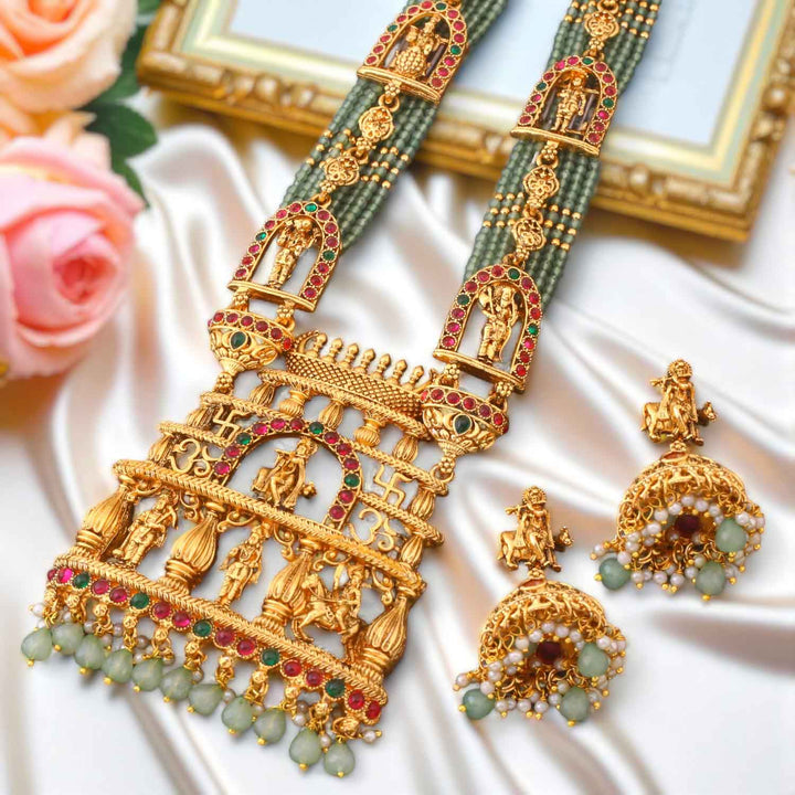 Mint Vindhyavasini Temple Jewellery Set - New Arrival