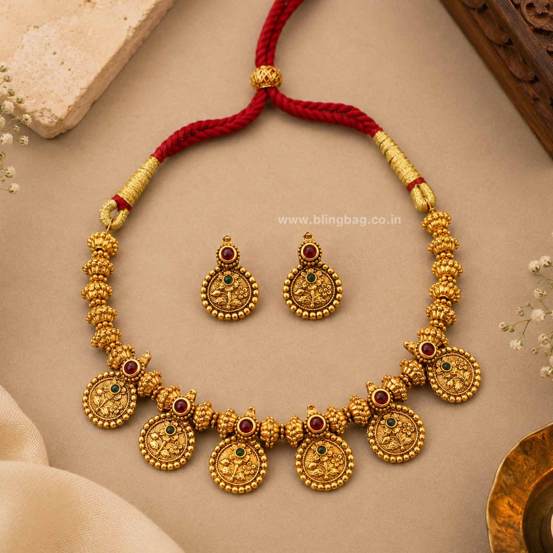 Multicolor Aabha Antique Jewellery Set- New Arrival
