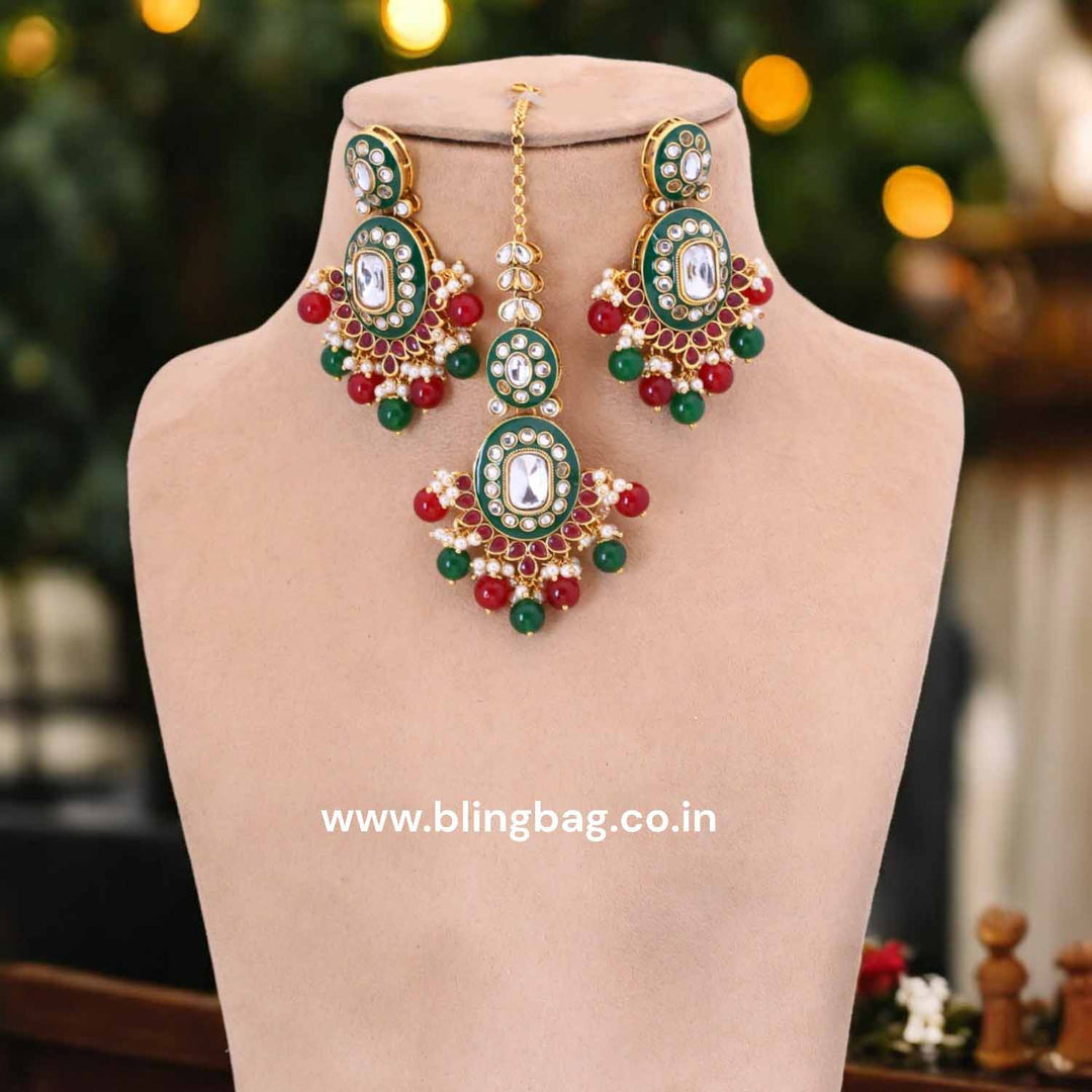 Multicolor Aachal Kundan Jewellery Set