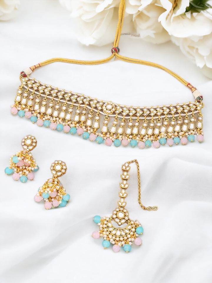 Multicolor Aanandi Kundan Jewellery Set