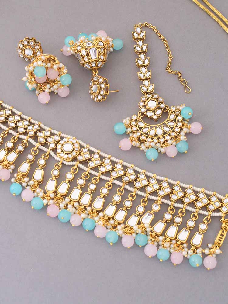 Multicolor Aanandi Kundan Jewellery Set