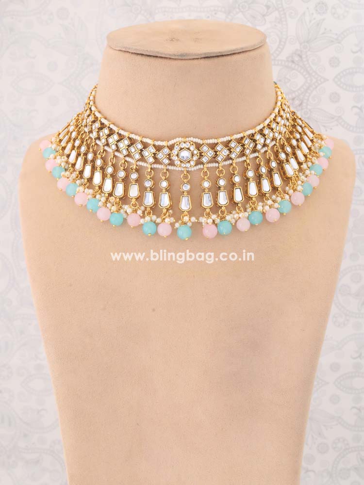 Multicolor Aanandi Kundan Jewellery Set