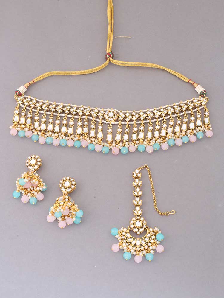 Multicolor Aanandi Kundan Jewellery Set