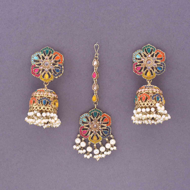 Multicolor Aangan Punjabi Maang Tikka Set