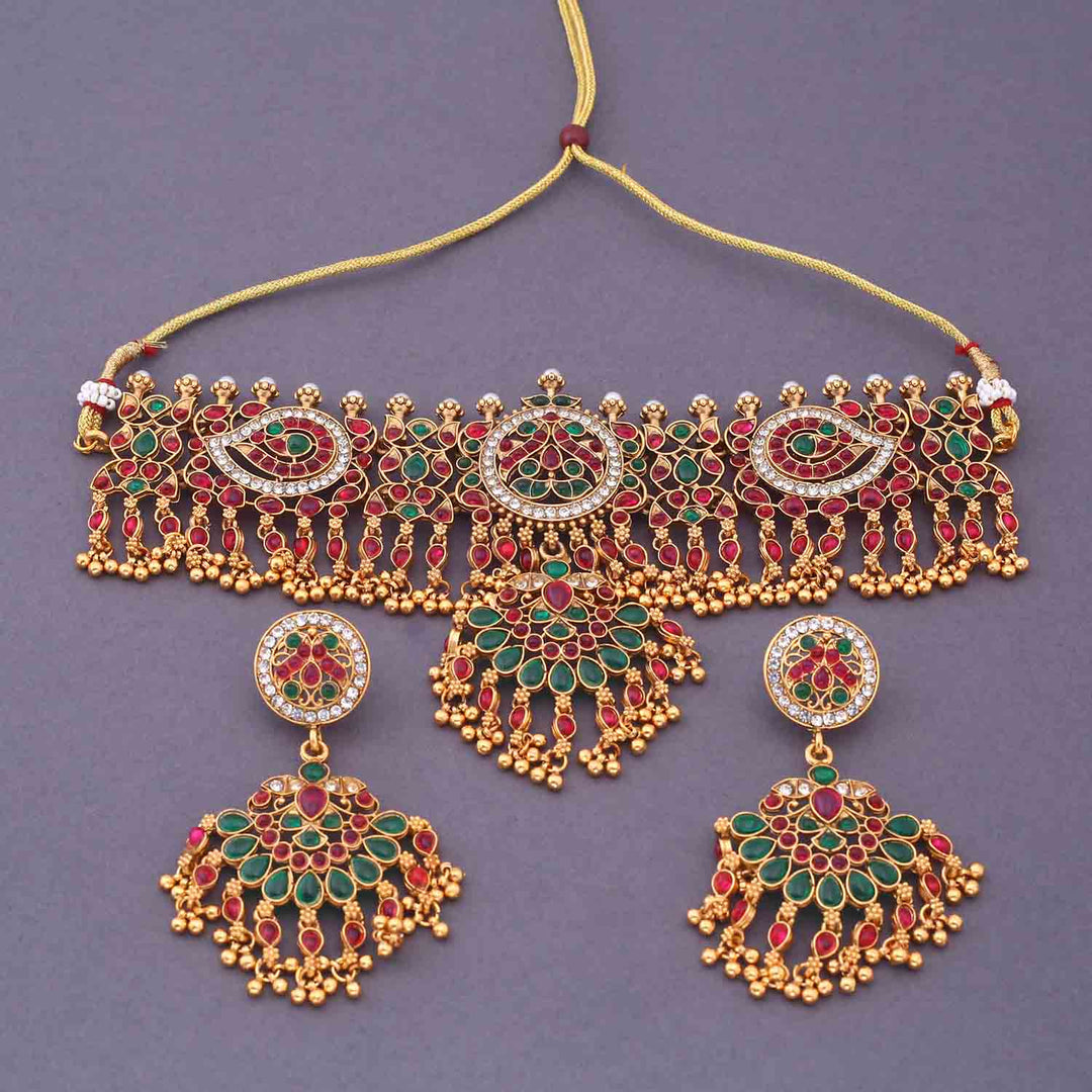Multicolor Aarathi Antique Jewellery Set - New Arrival