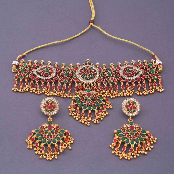 Multicolor Aarathi Antique Jewellery Set - New Arrival