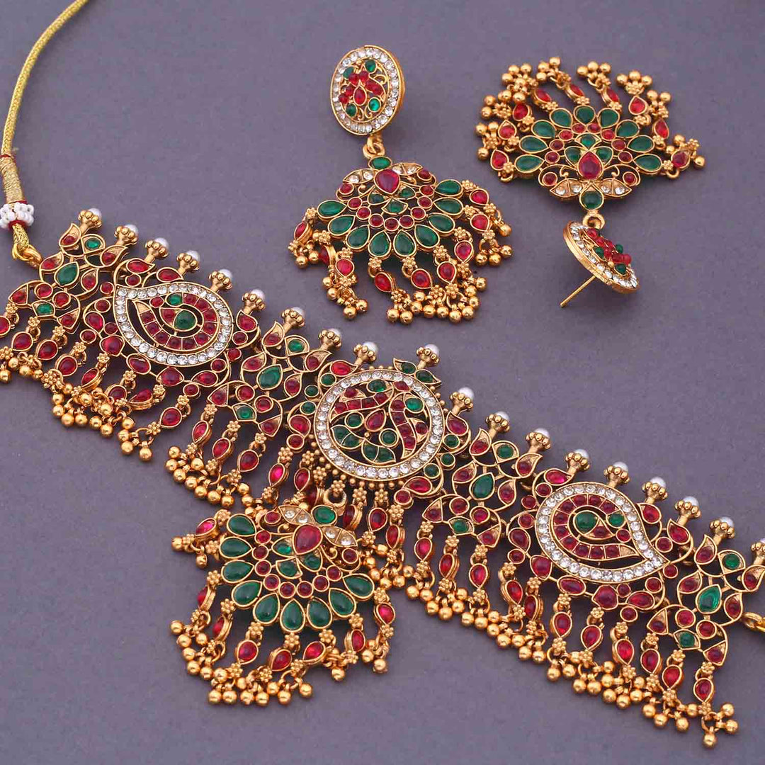 Multicolor Aarathi Antique Jewellery Set - New Arrival