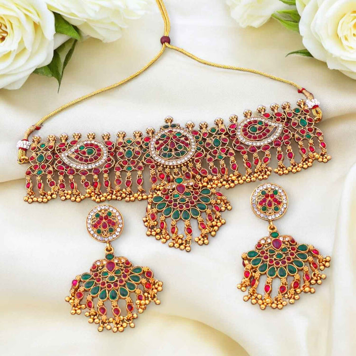 Multicolor Aarathi Antique Jewellery Set - New Arrival