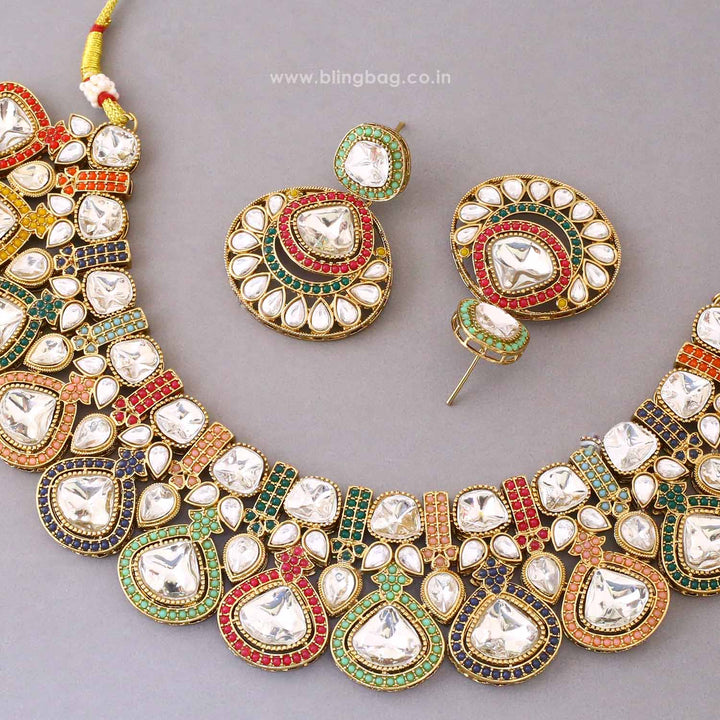 Multicolor Aarna Kundan Jewellery Set