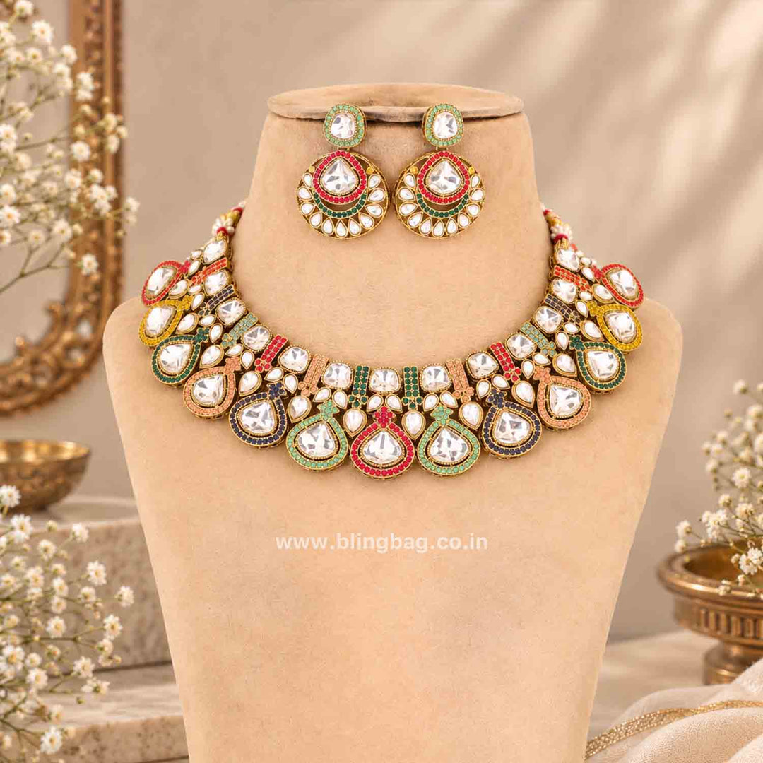 Multicolor Aarna Kundan Jewellery Set