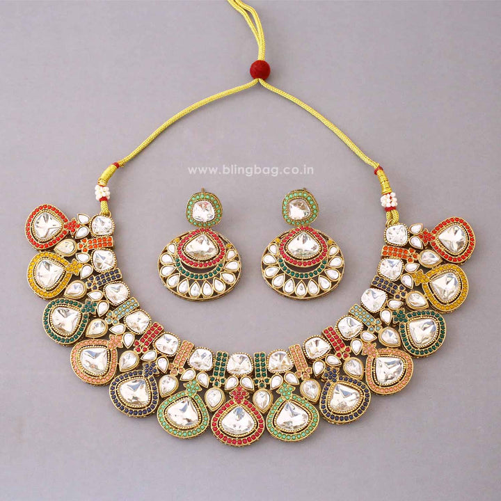 Multicolor Aarna Kundan Jewellery Set