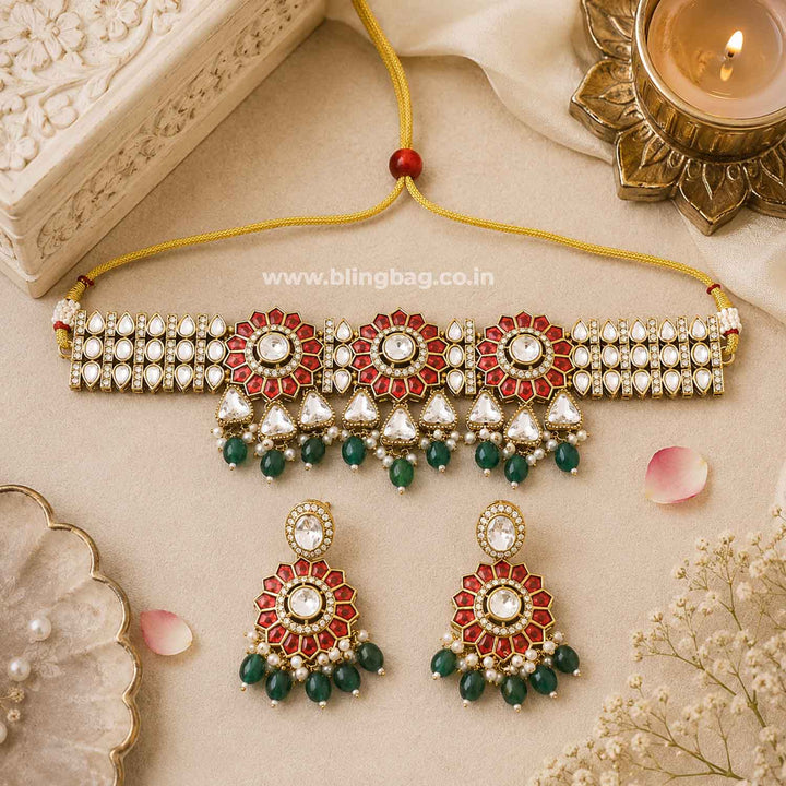 Multicolor Aarohishi Kundan Jewellery Set