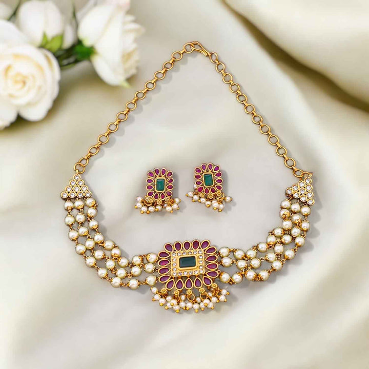 Multicolor Aatrika Antique Jewellery Set - New Arrival