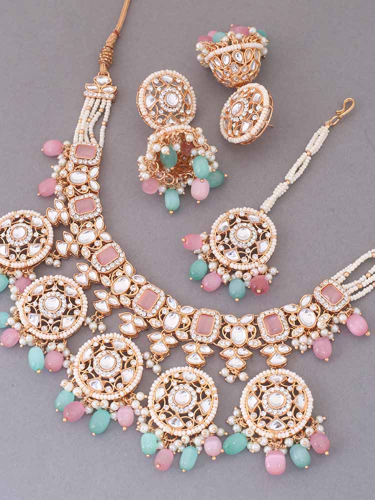 Multicolor Abhra Jewellery Set