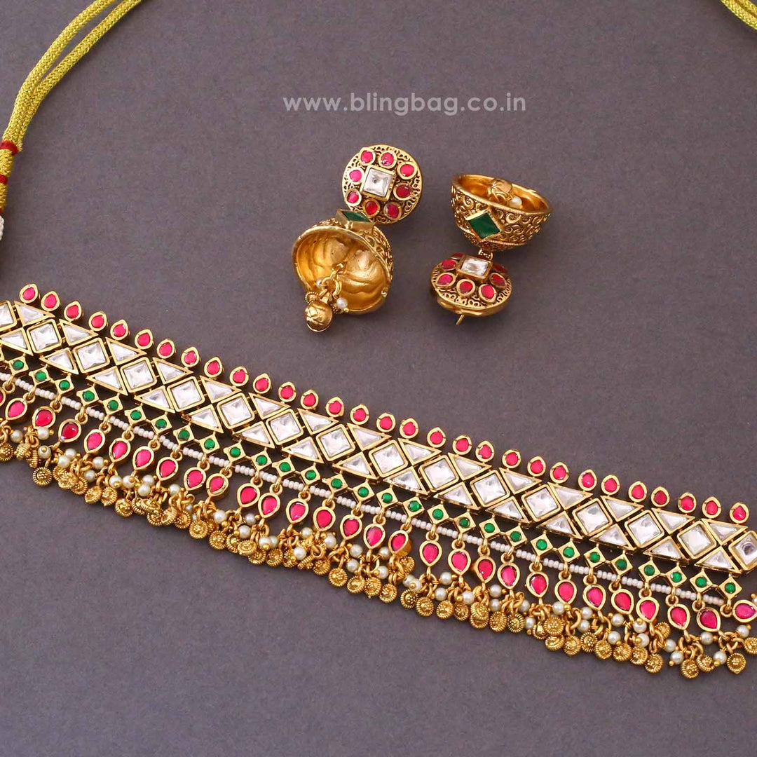 Multicolor Adishri Antique Jewellery Set - New Arrival