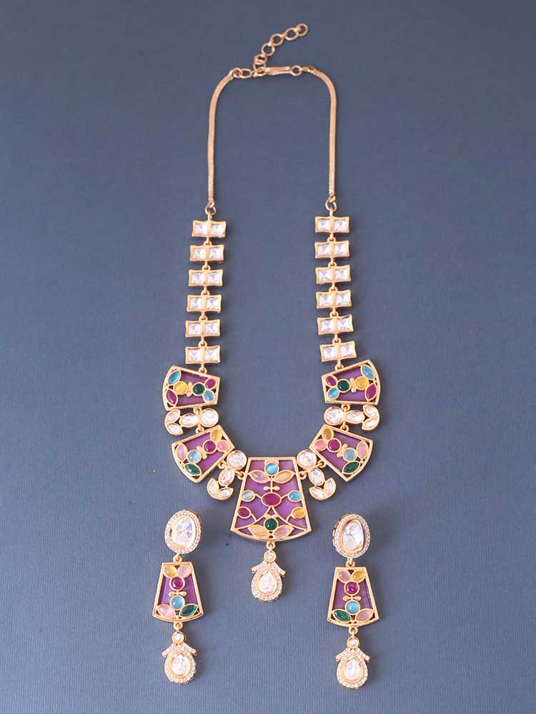 Multicolor Ahalya Kundan Jewellery Set