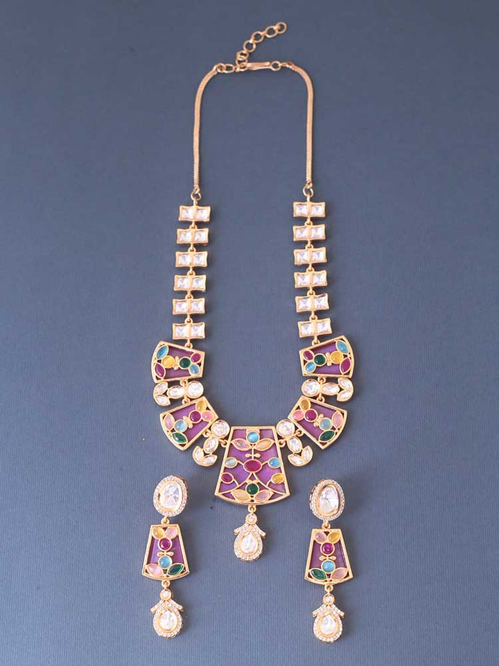 Multicolor Ahalya Kundan Jewellery Set