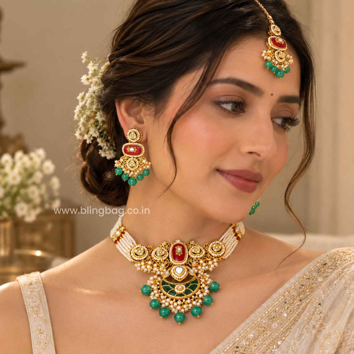Multicolor Ahanvi Kundan Jewellery Set - New Arrival