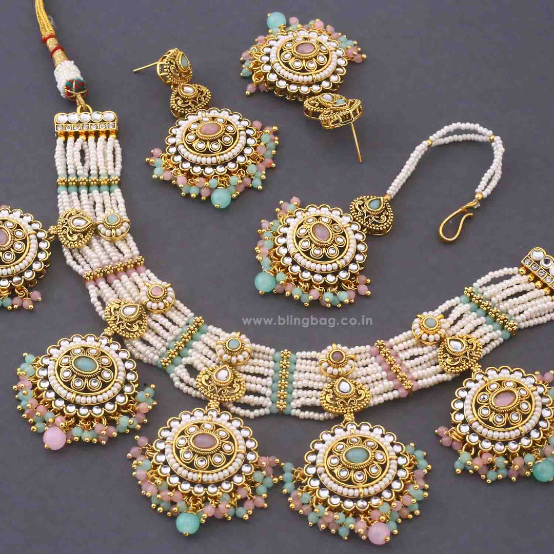 Multicolor Ahilya Kundan Jewellery Set