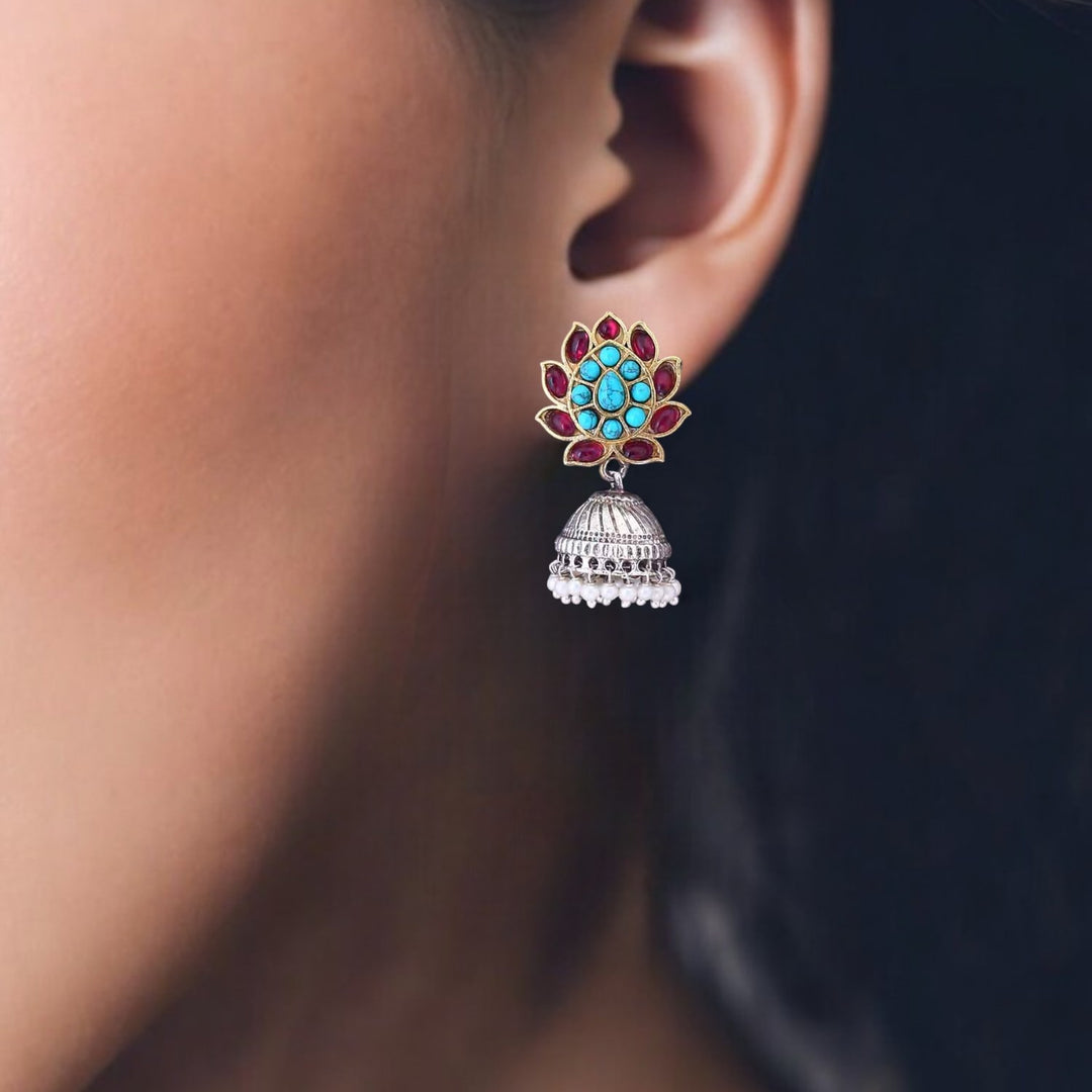 Multicolor Akansha Oxidised Jhumkis