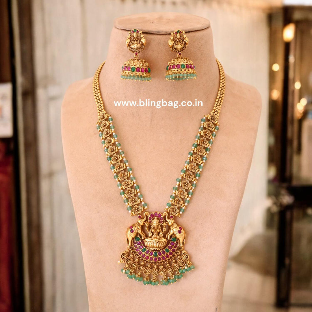 Multicolor Alakshmi Temple Jewellery Set- New Arrival