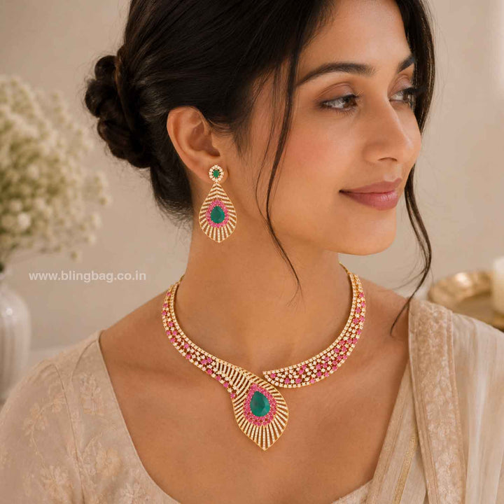 Multicolor Alicelea Zirconia Jewellery Set- New Arrivals