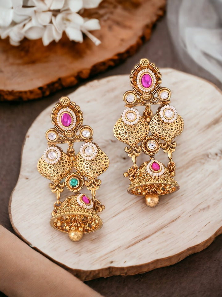 Multicolor Amayra Temple Jhumkis - EOSS