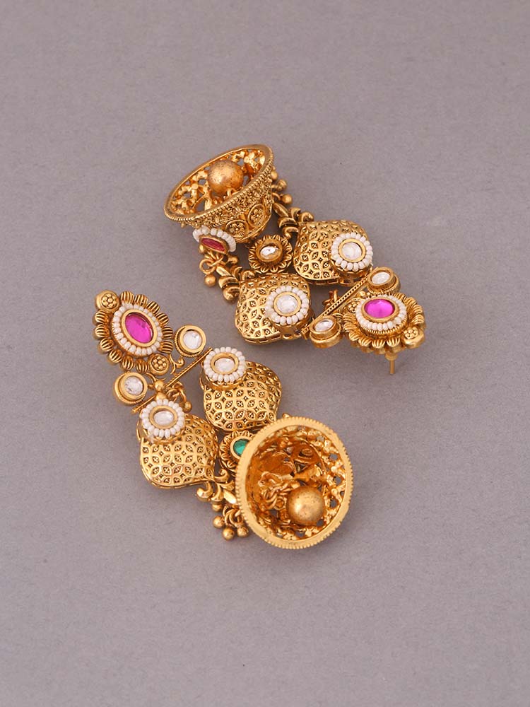 Multicolor Amayra Temple Jhumkis - EOSS