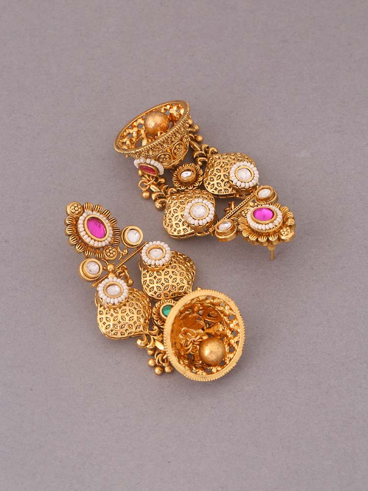 Multicolor Amayra Temple Jhumkis - EOSS